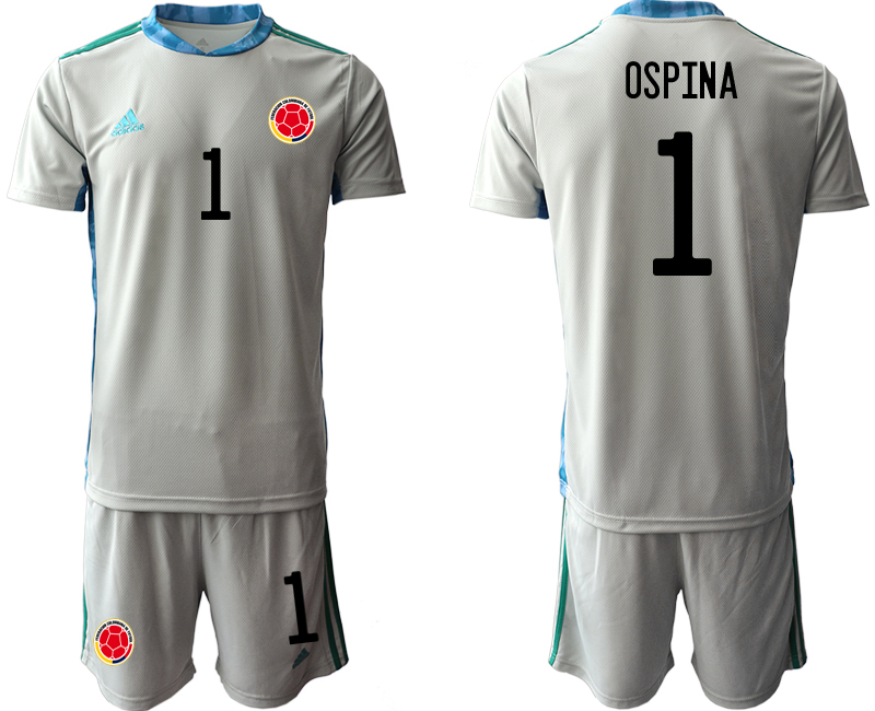 Men 2020-2021 Season National team Colombia goalkeeper grey #1 Soccer Jersey1